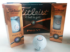 New society badged Ttitleist Pro V1 golf balls for nearest the pin award
